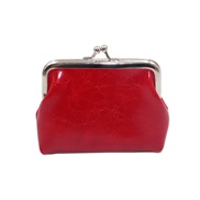 ( red)PU oil wax leather  buckle coin Purse  lady short style samll coin bag  creative Coin bag