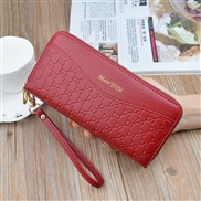 (  purplish red)coin bag lady long style Double zipper Clutch high capacity Wallets Double layer leather coin Purse bag