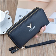 ( black)coin bag woman Double zipper long style Clutch fashion brief Litchi pattern high capacity Double layer Wallets 