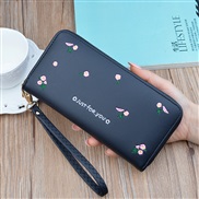 ( black)lady coin bag woman long style zipper Clutch fashion flower Wallets high capacity leather coin bag