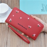 ( red )lady coin bag woman long style zipper Clutch fashion flower Wallets high capacity leather coin bag