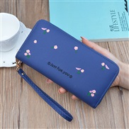 ( sapphire blue )lady coin bag woman long style zipper Clutch fashion flower Wallets high capacity leather coin bag