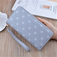 ( gray)lady coin bag woman long style zipper Clutch Korean style leather high capacity chrysanthemum Wallets bag