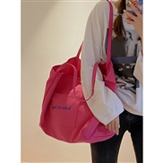 ( rose Red)leisure canvas bag woman summer fashion bag all-Purposeins high capacity bag shopping bag  bag