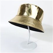 ( Gold)glossy material color Double surface Bucket hat woman  Outdoor sunscreen Shade foldable Outing hat man