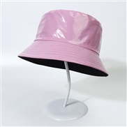 (  Pink)glossy material color Double surface Bucket hat woman  Outdoor sunscreen Shade foldable Outing hat man