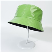 (   green)glossy material color Double surface Bucket hat woman  Outdoor sunscreen Shade foldable Outing hat man
