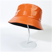 ( orange)glossy material color Double surface Bucket hat woman  Outdoor sunscreen Shade foldable Outing hat man