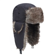 (  black) hat Autumn and Winter velvet thick warm wind man Outdoor
