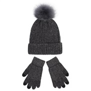 ( Dark grey)knitting lady  woolen hat gloves set  thick warm Autumn and Winter