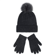 ( black)knitting lady  woolen hat gloves set  thick warm Autumn and Winter