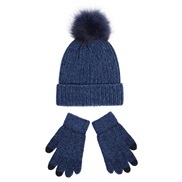 ( Navy blue)knitting lady  woolen hat gloves set  thick warm Autumn and Winter