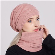 ( Pink)lady knitting velvet hat set  rhombus knitting woolen hat two man