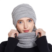 ( Light gray+ while )lady knitting velvet hat set  rhombus knitting woolen hat two man
