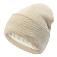 (  Beige)occidental style lady knitting Autumn and Winter velvet warm woolen pure color leisure hedging hat