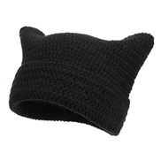 (  black)Autumn and Winter woolen hat  Stripe cat pure handmade knitting personality warm hedging