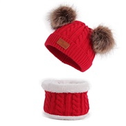 ( redSuit )  Winter child hat two Double knitting warm velvet thick