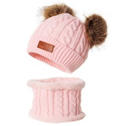 ( one size)( PinkSuit )  Winter child hat two Double knitting warm velvet thick