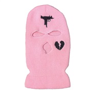 (L58-60cm)( Pink)Winter three knitting embroidery woolen bag head man woman Outdoor wind surface