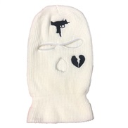 (L58-60cm)( white)Winter three knitting embroidery woolen bag head man woman Outdoor wind surface