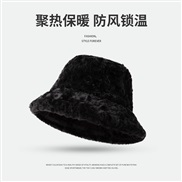 ( large60-63cm)(  black)big head Bucket hat woman Winter warm Korean style all-Purpose samll hat Autumn and Winter velv