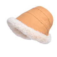 (orange)Winter hat woman velvet Bucket hat occidental style Outdoor wind warm