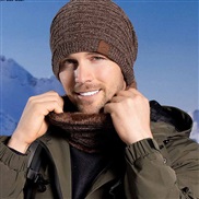 (Coffee )Winter warm knitting Outdoor velvet hat set woolen
