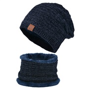 ( Navy blue)Winter warm knitting Outdoor velvet hat set woolen