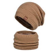 (Two piece set  Khaki)occidental style knitting man Winter velvet warm hat three hedging woolen