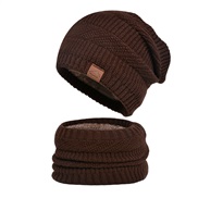 (Two piece set Coffee )occidental style knitting man Winter velvet warm hat three hedging woolen
