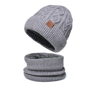 (Two piece set  Light gray)Winter warm velvet hat gloves set woolen occidental style man knitting
