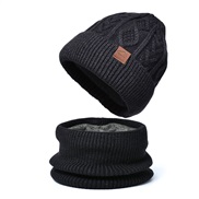 (Two piece set  black)Winter warm velvet hat gloves set woolen occidental style man knitting