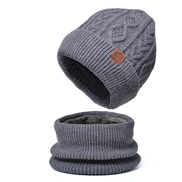 (Two piece set Dark gray)Winter warm velvet hat gloves set woolen occidental style man knitting