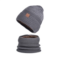 ( gray)Winter Outdoor hat set velvet warm knitting woolen