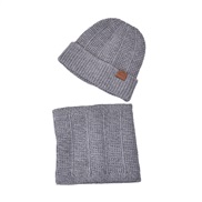 (Two piece set  Light gray)Winter velvet thick hat set warm woolen occidental style man knitting