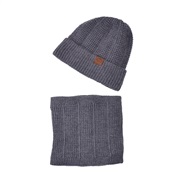 (Two piece set Dark gray)Winter velvet thick hat set warm woolen occidental style man knitting