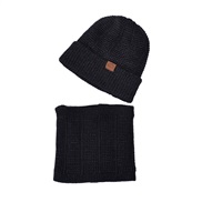 (Two piece set  black)Winter velvet thick hat set warm woolen occidental style man knitting