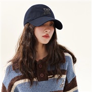 ( Adjustable)( Navy blue)original four pure cotton lovers baseball cap woman spring autumn Korean style fashion samll s