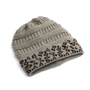 ( gray)occidental style Autumn and Winter woolen lady warm leopard knitting hat