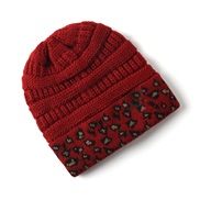 ( Red wine)occidental style Autumn and Winter woolen lady warm leopard knitting hat