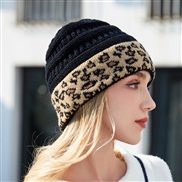 ( black)occidental style Autumn and Winter woolen lady warm leopard knitting hat