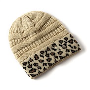 ( khaki)occidental style Autumn and Winter woolen lady warm leopard knitting hat