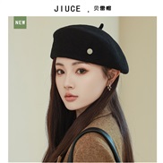 ( black) high retro wool hat woman Korea Autumn and Winter all-Purpose samll