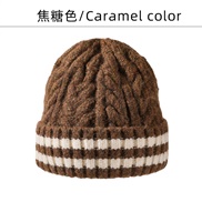 (M56-58cm)( lattice  )hat man Korea thick retro twisted Stripe knitting wind warm woolen hat
