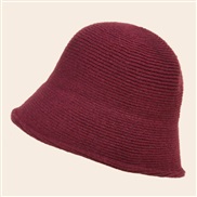 ( Red wine) wool Bucket hat woman all-Purpose Korean style day hat retro Autumn and Winter knitting