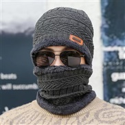 ( one size)( gray)Winter velvet thick warm woolen  Stripe knitting  cotton hat