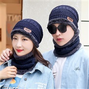 ( one size)( Navy blue)Winter velvet thick warm woolen  Stripe knitting  cotton hat