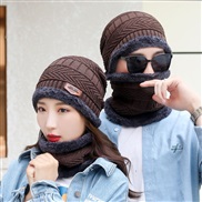 ( one size)( Brown)Winter velvet thick warm woolen  Stripe knitting  cotton hat