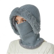 (  gray)fashion classic pattern one-piece velvet warm knitting Autumn and Winter woolen hat