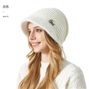 (M56-58cm)( white) hat woman Winter thick big head elasticity knitting fashion temperament warm
